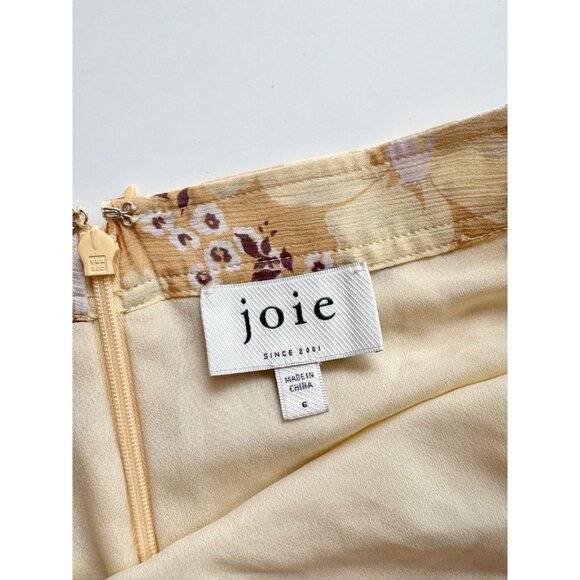 JOIE Lesly Amber Gold Yellow Floral Silk Chiffon Flowy Mini Skirt, Size 6 - Picture 12 of 14